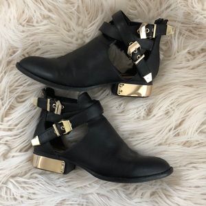 Black cutout booties